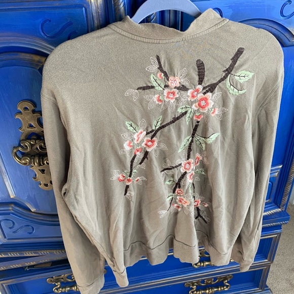 J. Jill Sweaters - J. JILL Zip Front Sweater Jacket XL Embroidered
